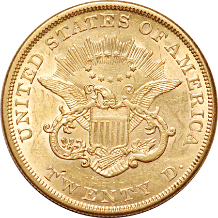 1854 'small date' Coronet double eagle AU-55