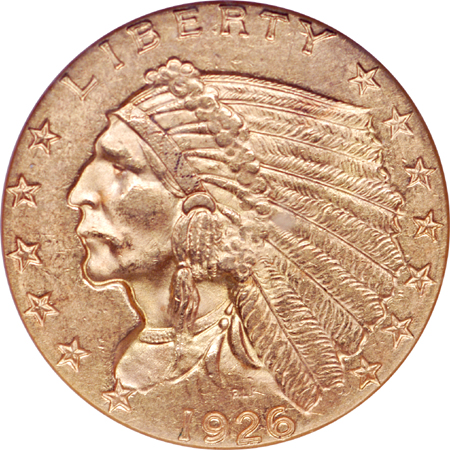 1926 Indian quarter-eagle, NGC MS-62