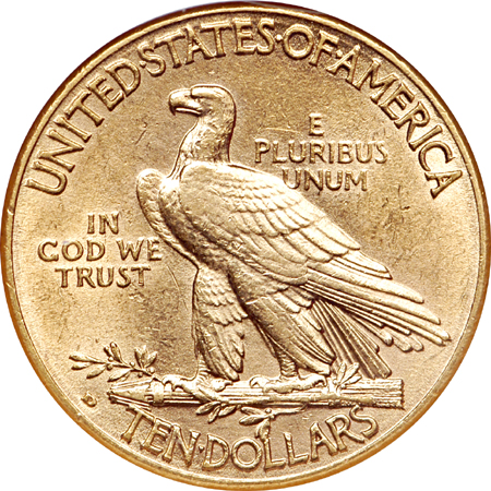 1908-D Indian gold eagle, NGC AU-58