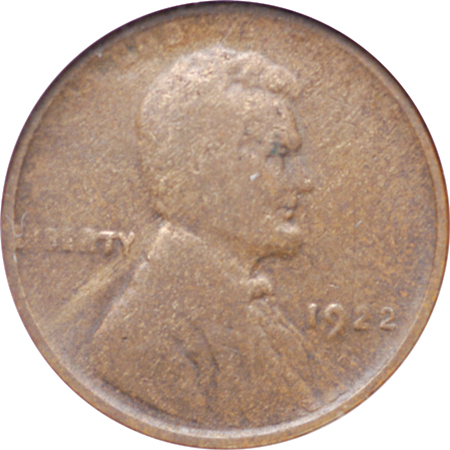 1922 'plain' Lincoln cent, NGC F-12