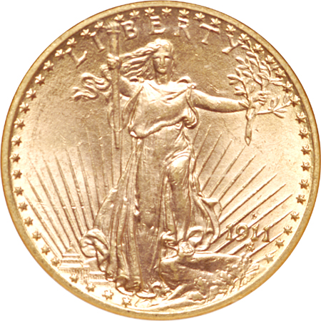 1911-D Saint-Gaudens double-eagle, NGC MS-64