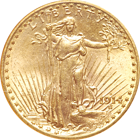 1914-D Saint-Gaudens double-eagle, NGC MS-64