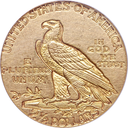 1911-D Indian quarter-eagle, ANACS AU-58 details, cleaned