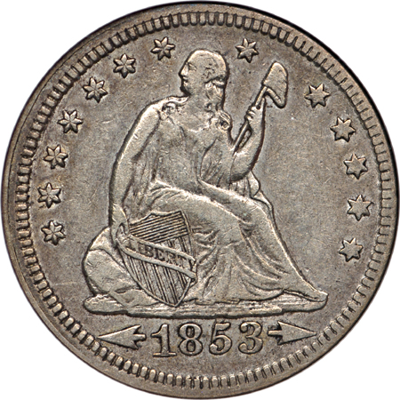 1851-O and two additional scarcer certified Seated Liberty quarters