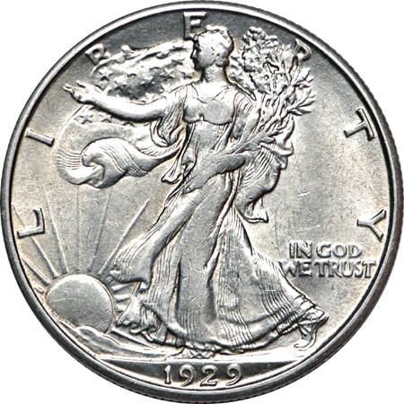 1917-D, 1918-D and 1929-D Walking Liberty half-dollars