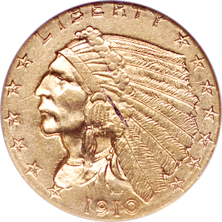 1910 (pair) of Indian quarter-eagles, both NGC MS-61