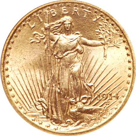 1914-S Saint-Gaudens double eagle, NGC MS-65