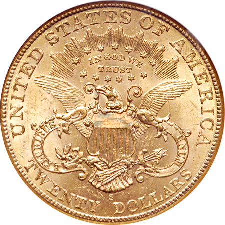 1906-S Coronet double-eagle, NGC MS-63