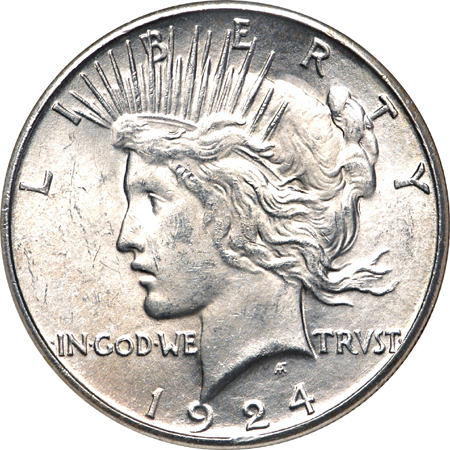 1924-S Peace dollar, NGC MS-63