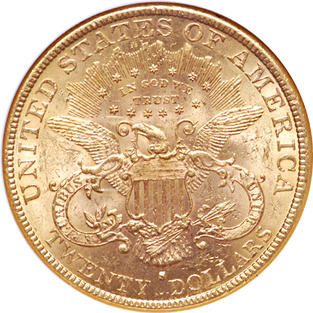 1883-S Coronet double-eagle, NGC MS-61