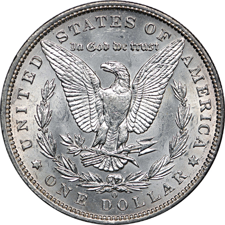 1896-O Morgan dollar AU-58+