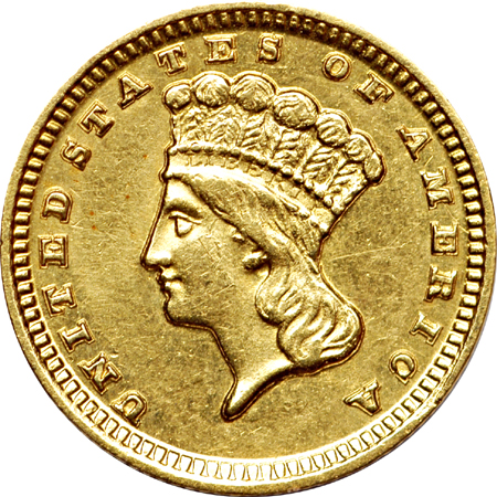 1859-D gold dollar AU-50