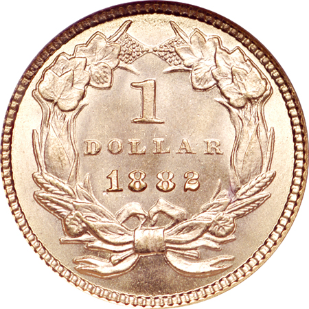 1882 gold dollar, NGC MS-67