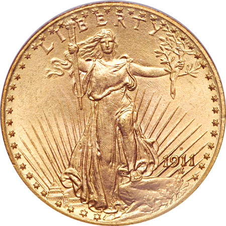 1911-D Saint-Gaudens double-eagle, PCGS MS-66