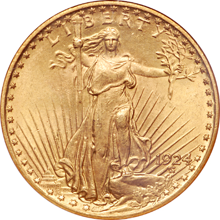 1924 Saint-Gaudens double-eagle, NGC MS-65