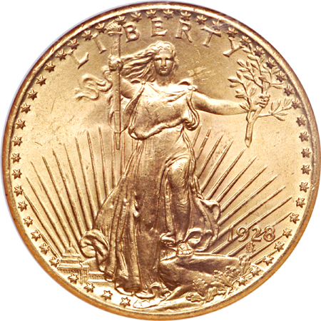 1928 Saint-Gaudens double-eagle, NGC MS-65