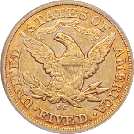 1880-CC Coronet half-eagle, PCGS VF-30