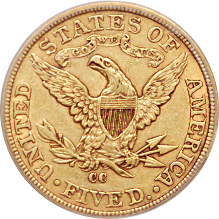 1893-CC Coronet half-eagle, PCGS VF-35