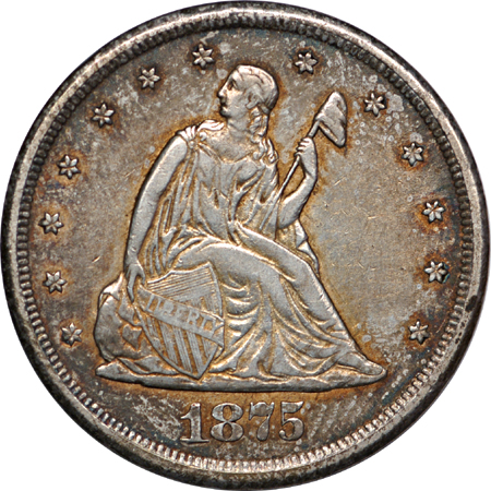 1875-CC Twenty Cent EF-45