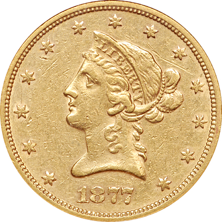 1877-S Coronet eagle, ANACS AU-50