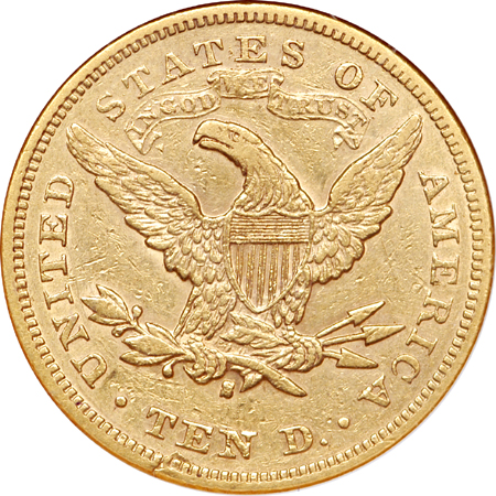 1877-S Coronet eagle, ANACS AU-50