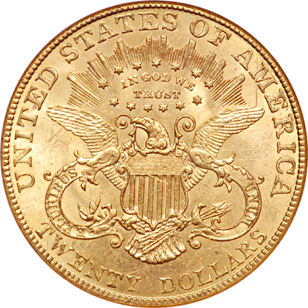 1907 Coronet double-eagle, NGC MS-62