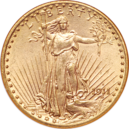 1911-D Saint-Gaudens double-eagle, NGC MS-63