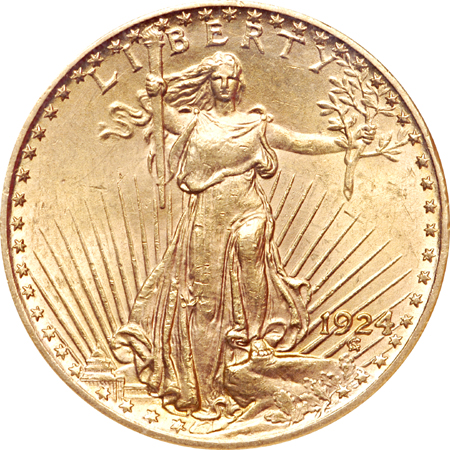 1924 Saint-Gaudens double-eagle, NGC MS-63