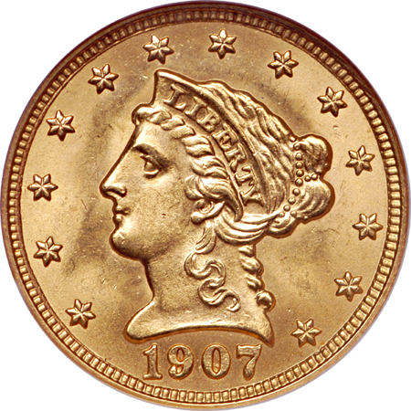 1907 Coronet quarter-eagle, NGC MS-65