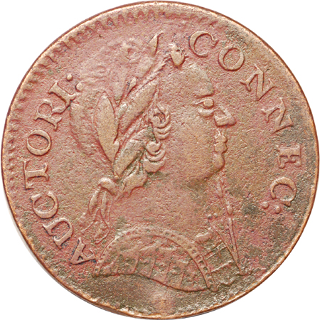 1785 (Miller 6.2-F.1) Connecticut copper, bust right VF