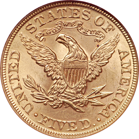 1900 Coronet half-eagle, NGC MS-63