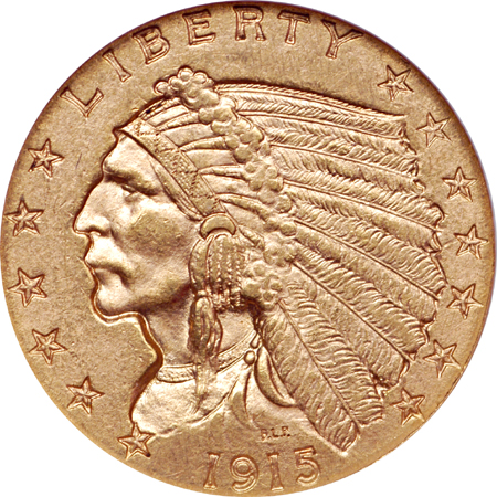 1915 Indian quarter-eagle, NGC MS-62