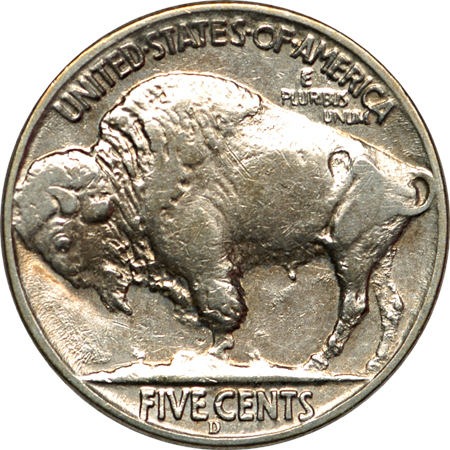 1937-D "three legged" Buffalo nickel, XF-40 details