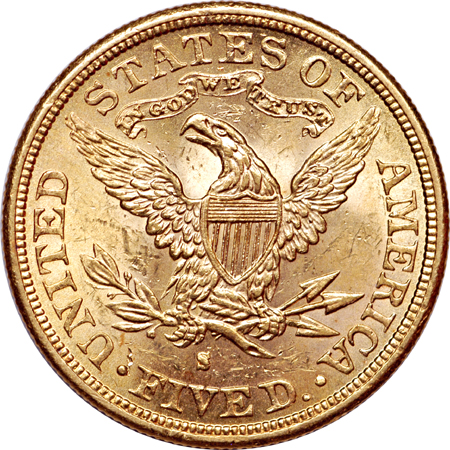 1881-S Coronet half-eagle, MS-63