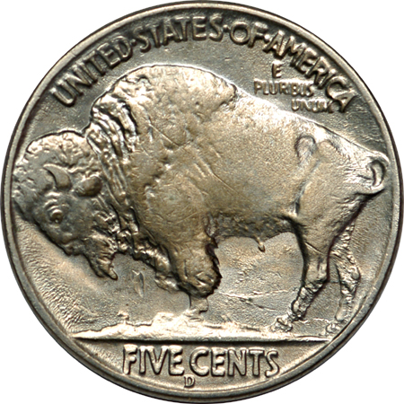 1937-D "three legged" Buffalo nickel, AU-50 details