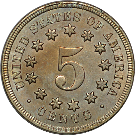 1866 and five additional different type nickels