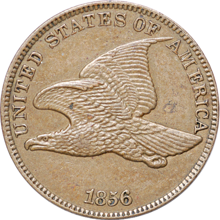 Rare and fantastic 1856 "Snow-3" Flying Eagle cent, AU-55