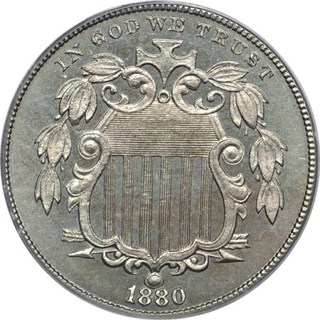 1880 Shield nickel, PCGS PR-64 CAM