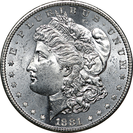 Tube of 1881-S Morgan dollars