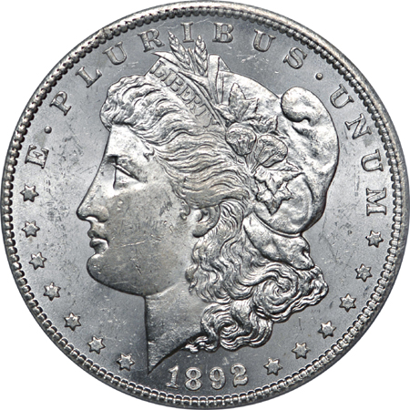 1892-CC Morgan dollar, PCGS MS-63