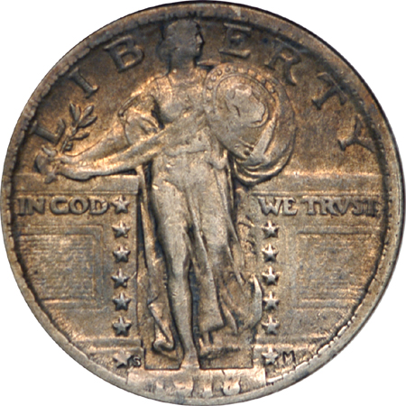 1918/7-S Standing Liberty quarter, ANACS XF-40