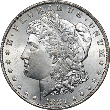 1881-CC Morgan dollar, PCGS MS-66