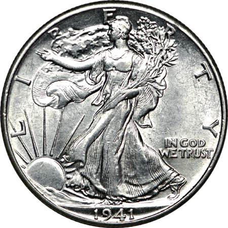 Tube of AU/BU 1941 and 1942 Walking Liberty half-dollars