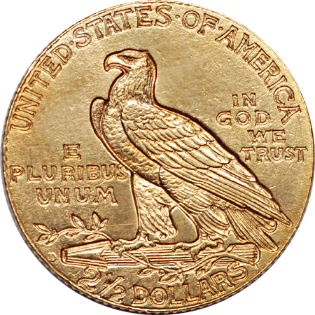 1911-D (strong D) Indian quarter-eagle, AU-55, cleaned, reverse tooled