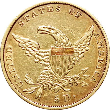 1835 Classic Head half-eagle, XF-45 cleaned