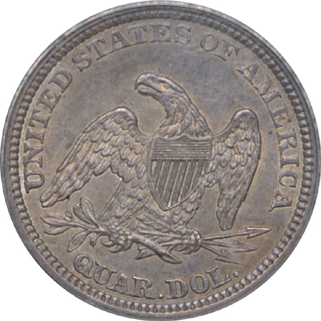 1861 Seated Liberty quarter, PCGS MS-62