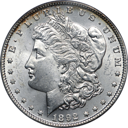 1892 Morgan dollar, PCGS MS-63