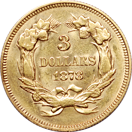 1878 Three dollar, MS-60