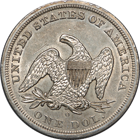 1859-O Seated Liberty silver dollar, AU-53