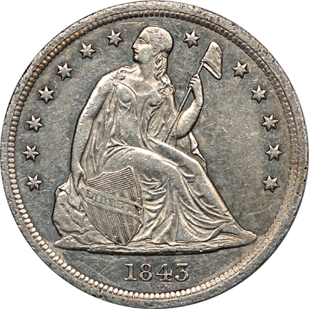 1843 and 1860-O Seated Liberty silver dollars